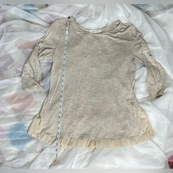 Anthropologie Pebble and Stone Oatmeal Button Back Chiffon Blouse Tunic Size S - Picture 6 of 11